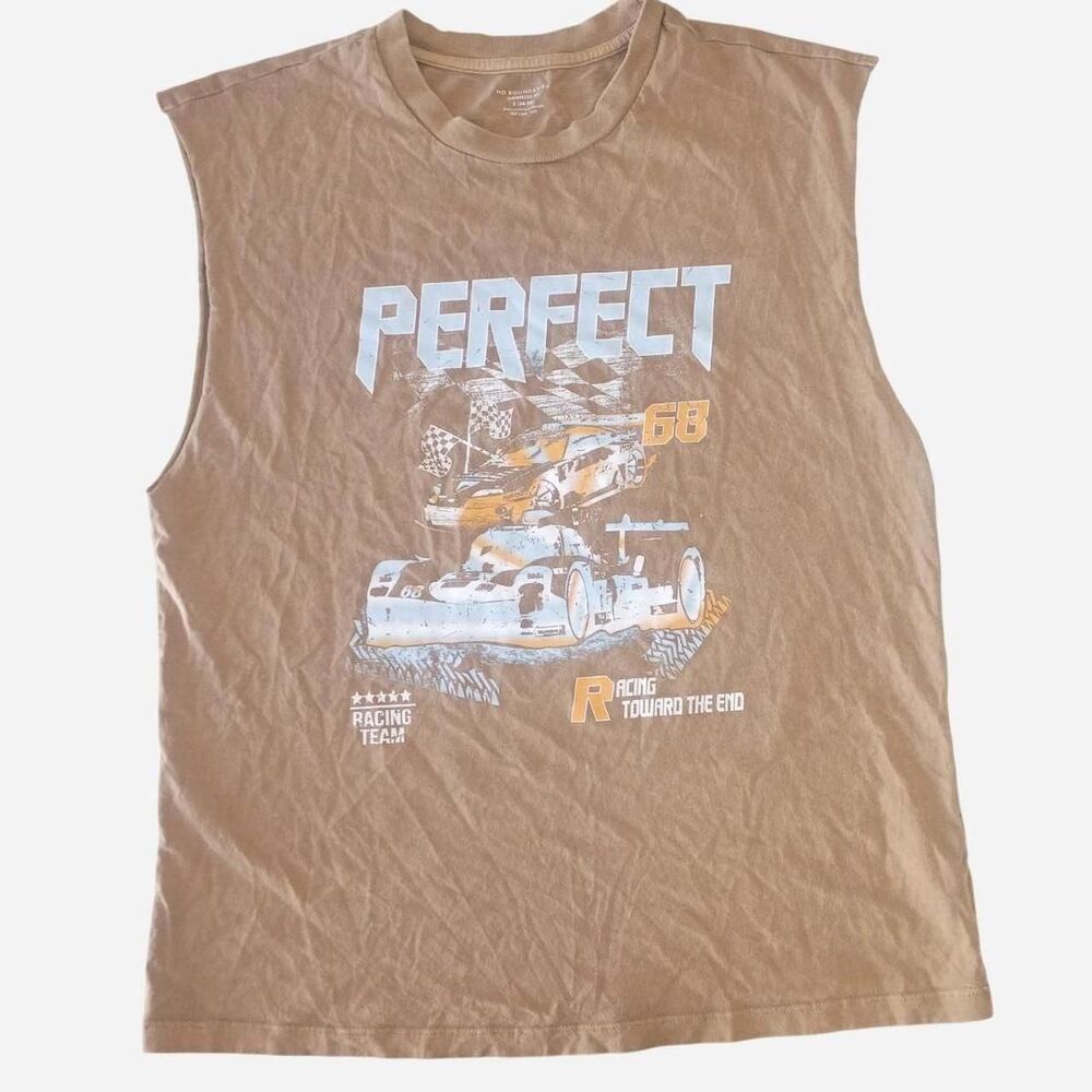 No Boundaries Perfect 68 Racing Tank Top Tan